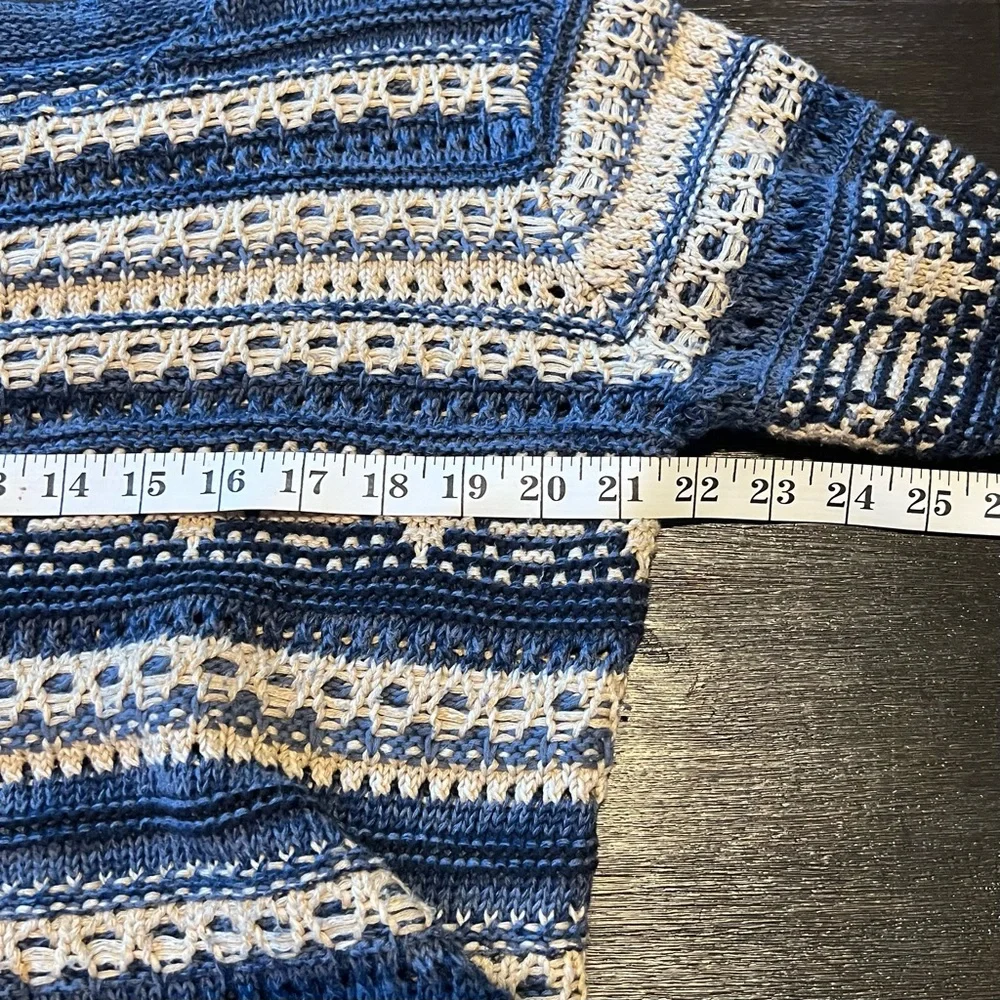 Orvis Women’s Striped Blue & Cream Sweater Sz M Eclectic Grandpa Cabincore Cozy - Picture 7 of 12